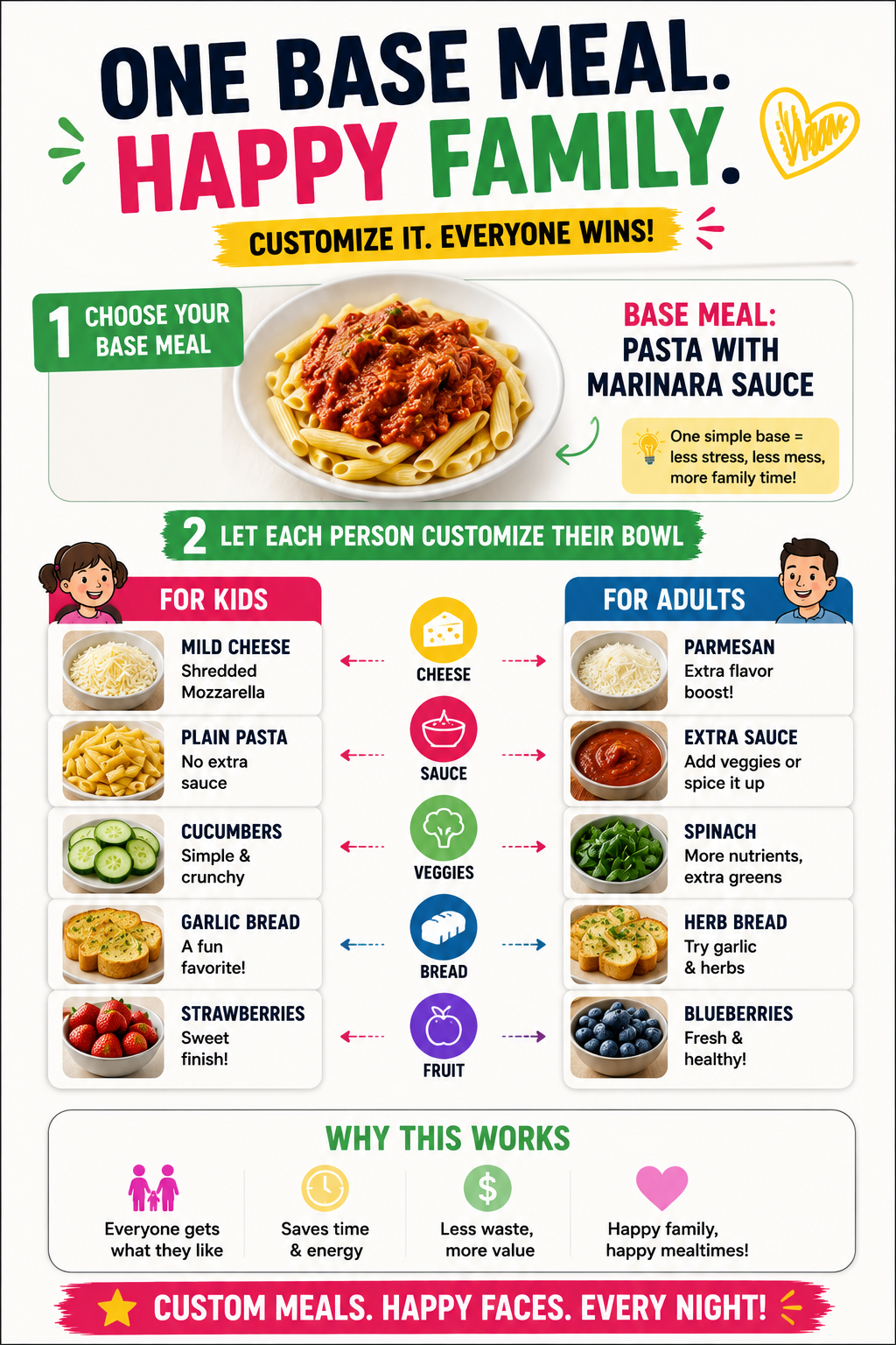 family dinner customization chart for picky eaters